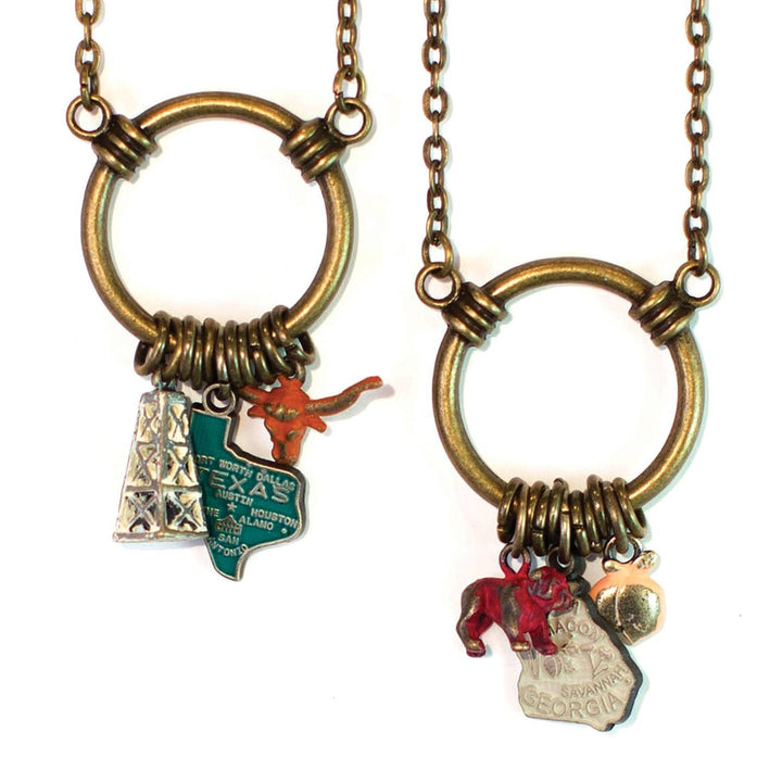 Charm Keeper Ring Necklace Blank Bronze