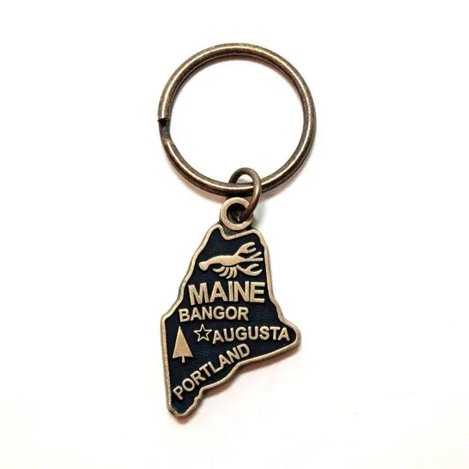 Maine State Charm Keychain with Lobster Graphic