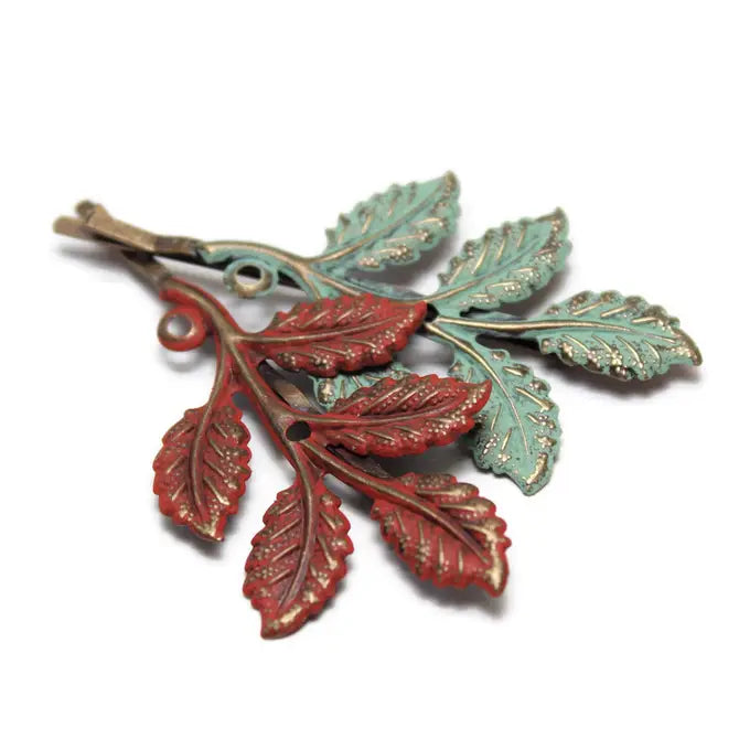 Hippie Chick Boho Leaf Bobby Pins set of 2
