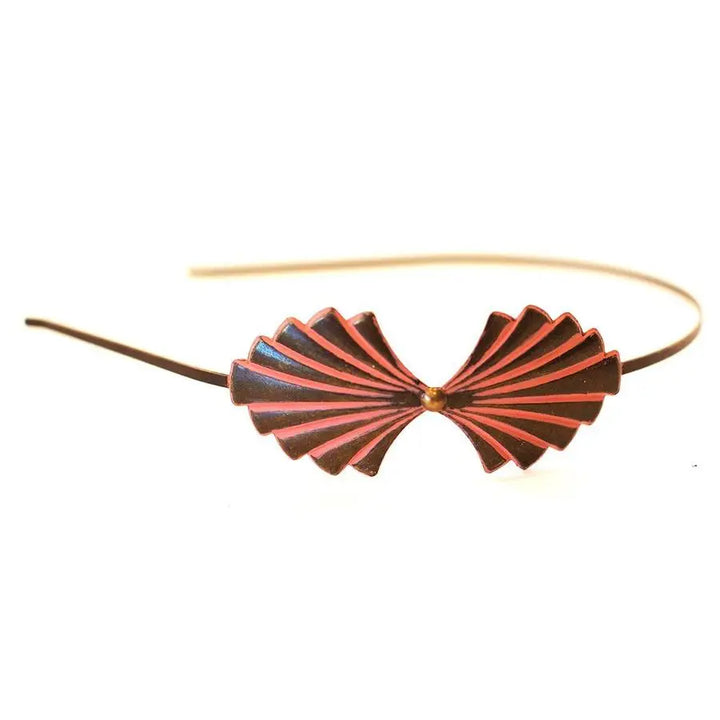 Gatsby Art Deco Headband with Fan Design, Hand-Painted, Flexible Fit, Hypoallergenic, Roaring Twenties Style