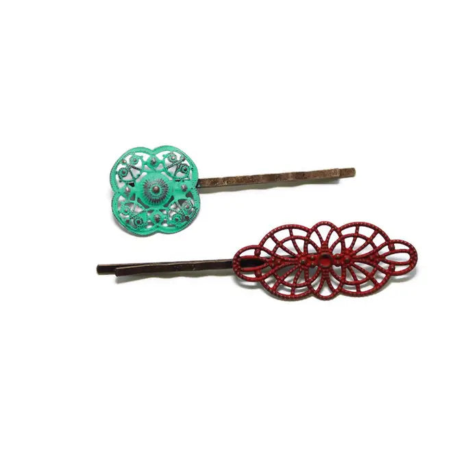 Moxie Mismatched Filigree Bobby Pins Set of 2