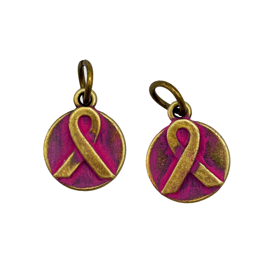 Hope Ribbon Charm Breast Cancer Awareness (available with Bracelet or Necklace)