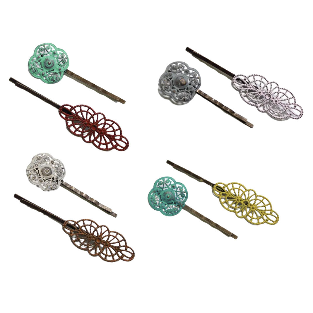 Moxie Mismatched Filigree Bobby Pins Set of 2