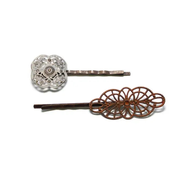 Moxie Mismatched Filigree Bobby Pins Set of 2