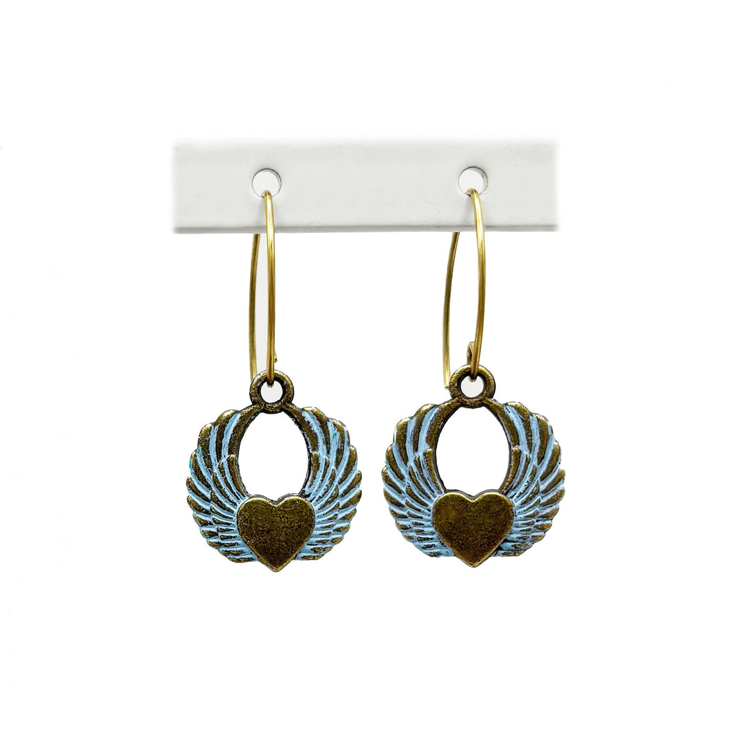 Winged Heart Charm Earrings