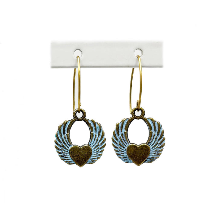 Winged Heart Charm Earrings