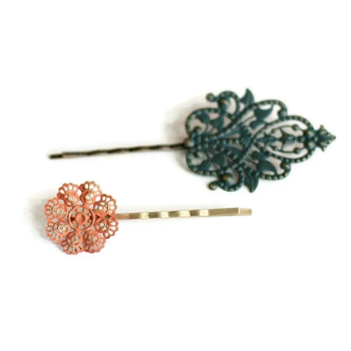 Opposites Attract Mismatched Filligree Bobby Pins