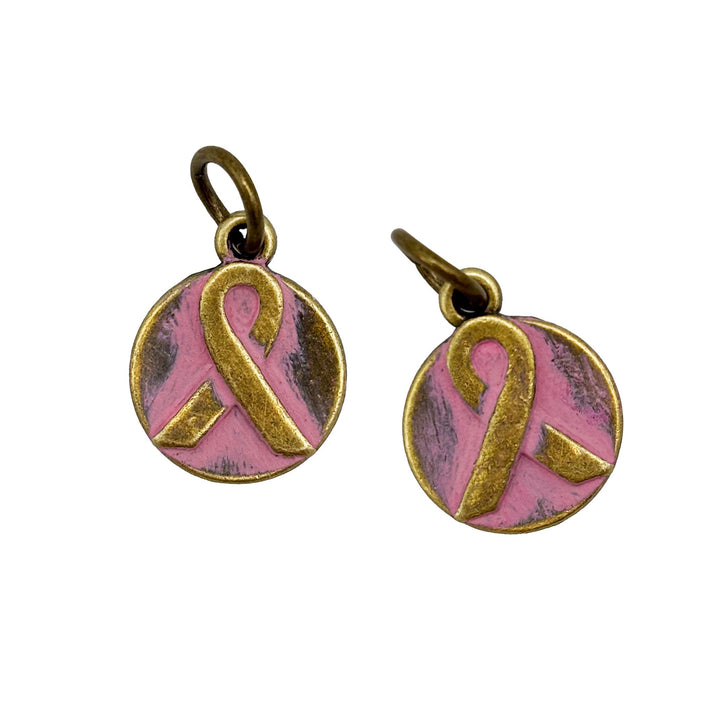Hope Ribbon Charm Breast Cancer Awareness (available with Bracelet or Necklace)