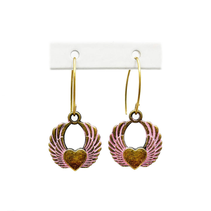 Winged Heart Charm Earrings