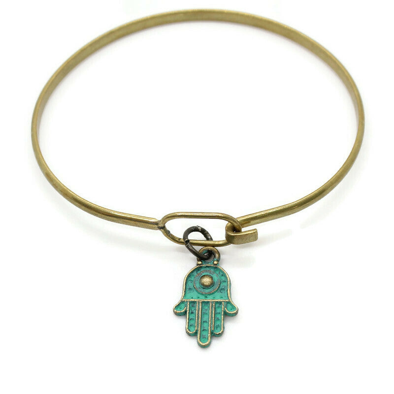 Hamsa Charm for Protection - Available as Charm on Card, Bracelet, or Necklace - Hand-painted, Hypoallergenic, Lead-Free, Nickel-Free - 3/4” with Jump Ring - Artisan Crafted in Denver, CO