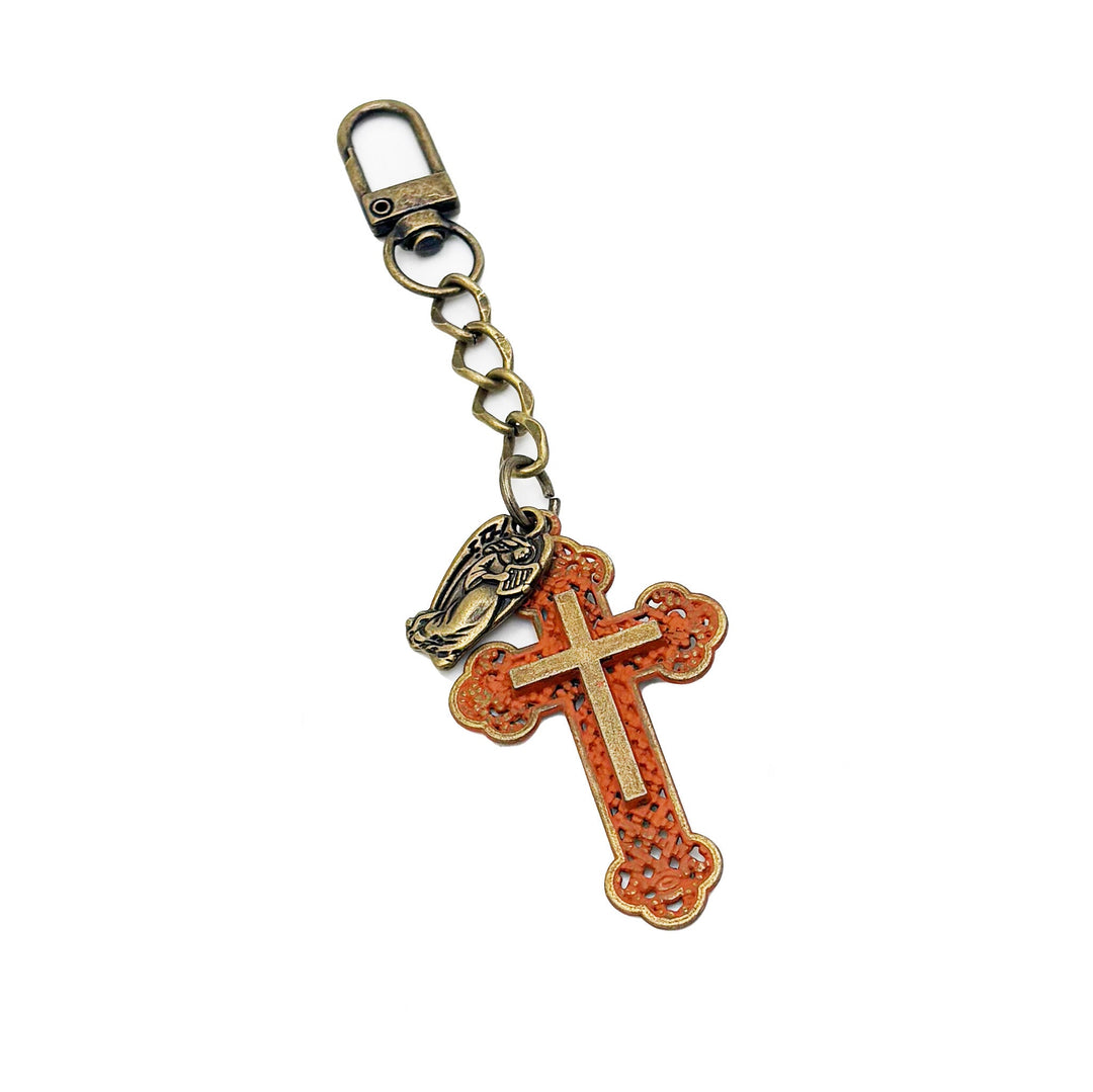 Cross & Guardian Angel Bag Charm Keychain