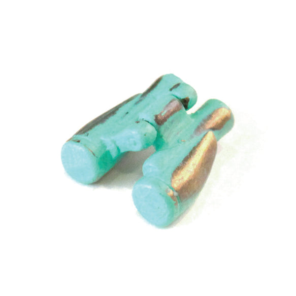 Antique bronze folding binoculars charm painted mint and burnished to shiny gold. Charms come with attached jump ring.