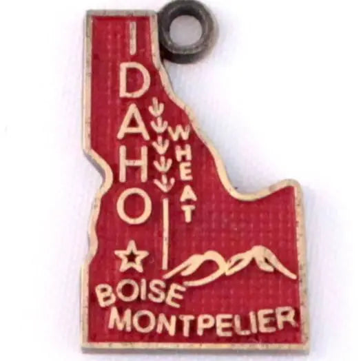 Idaho State Charm in Vintage Map Shape, 3/4" Long, Available as Charm on Card, Bracelet, or Necklace, Hand-Painted, Hypoallergenic, Lead-Free, Nickel-Free.