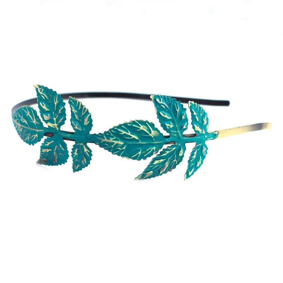 Goddess Headband with Large Lightweight Leaves, Hand-Painted in Denver, Flexible Fit, Hypoallergenic