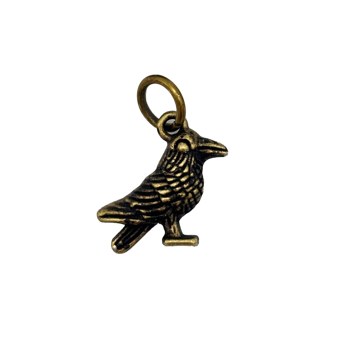 Antique bronze crow raven charm hand-painted black and burnished. Charms come with jump rings.