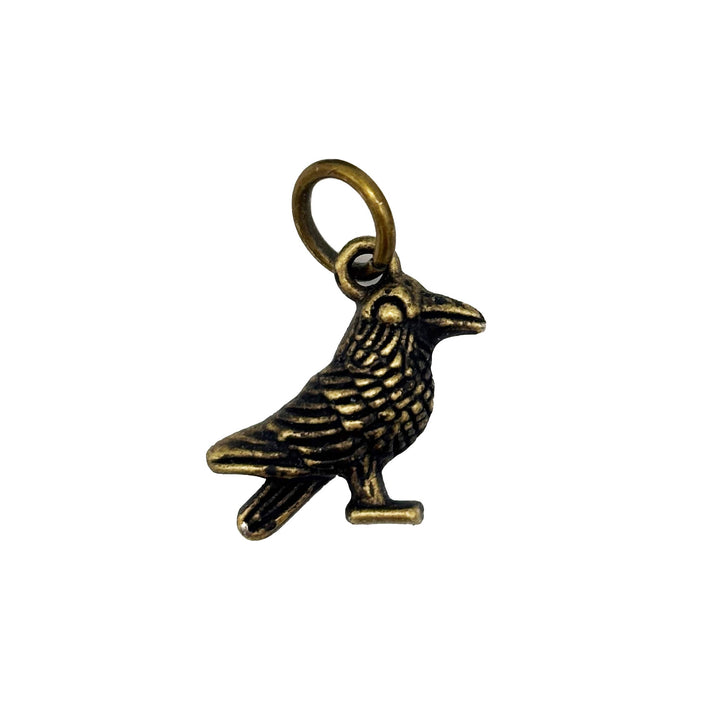 Antique bronze crow raven charm hand-painted black and burnished. Charms come with jump rings.