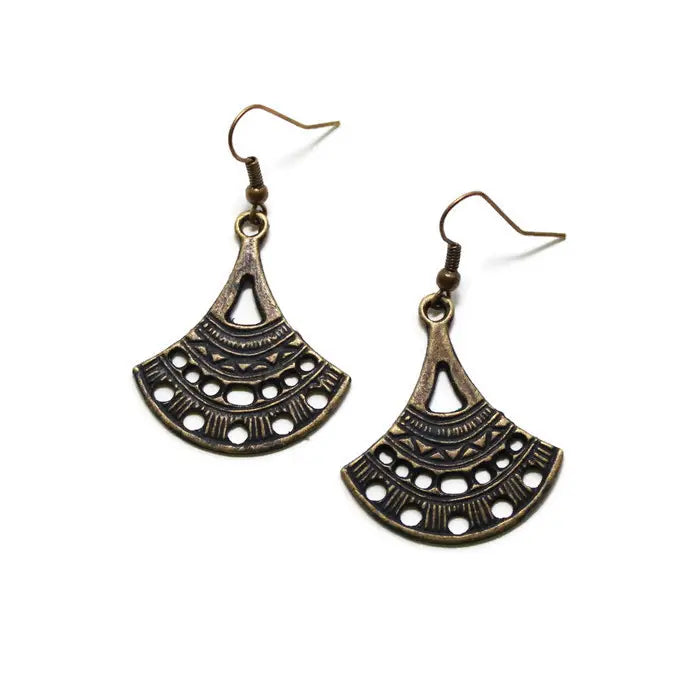 Cleo Large Charm Earrings with graphic shapes, hand-painted in Denver, 1" wide, 2" drop, lightweight, hypoallergenic.