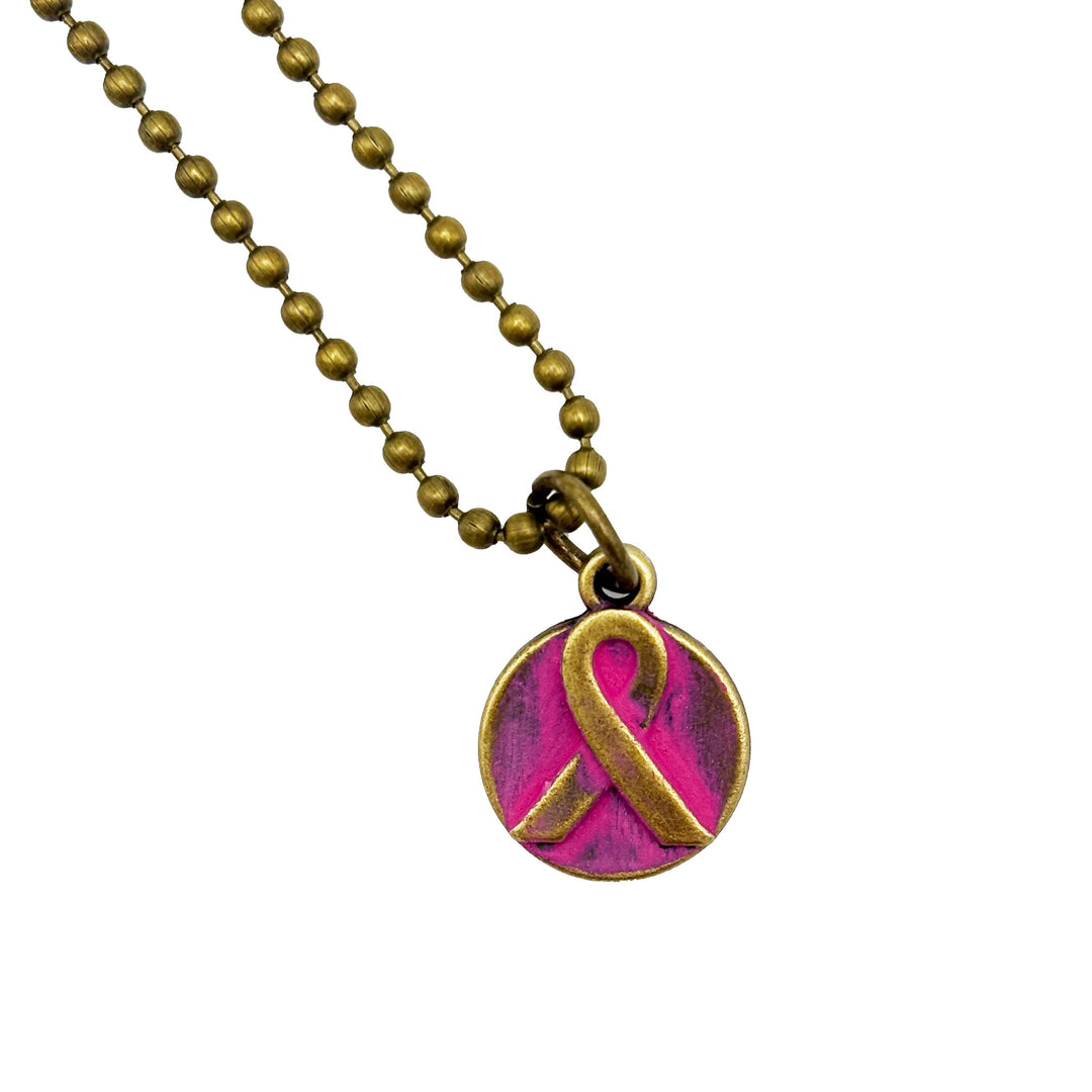 Hope Ribbon Charm Breast Cancer Awareness (available with Bracelet or Necklace)
