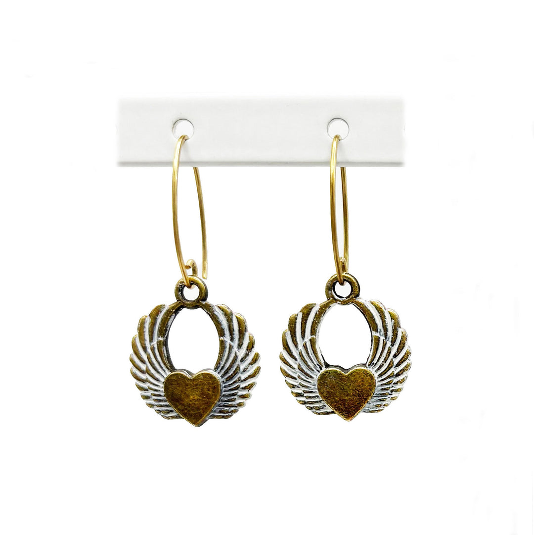 Winged Heart Charm Earrings