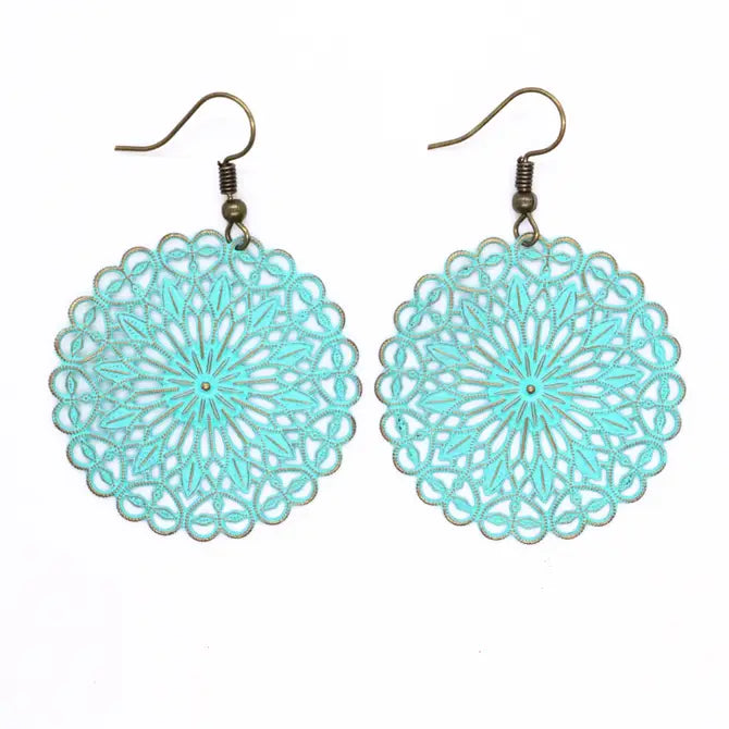 Mandala Round Filigree Earrings
