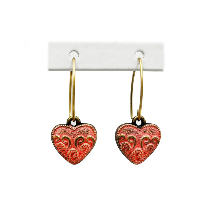 Vintage Heart Charm Earrings