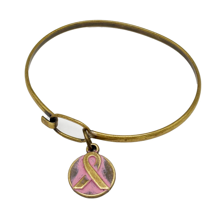 Hope Ribbon Charm Breast Cancer Awareness (available with Bracelet or Necklace)