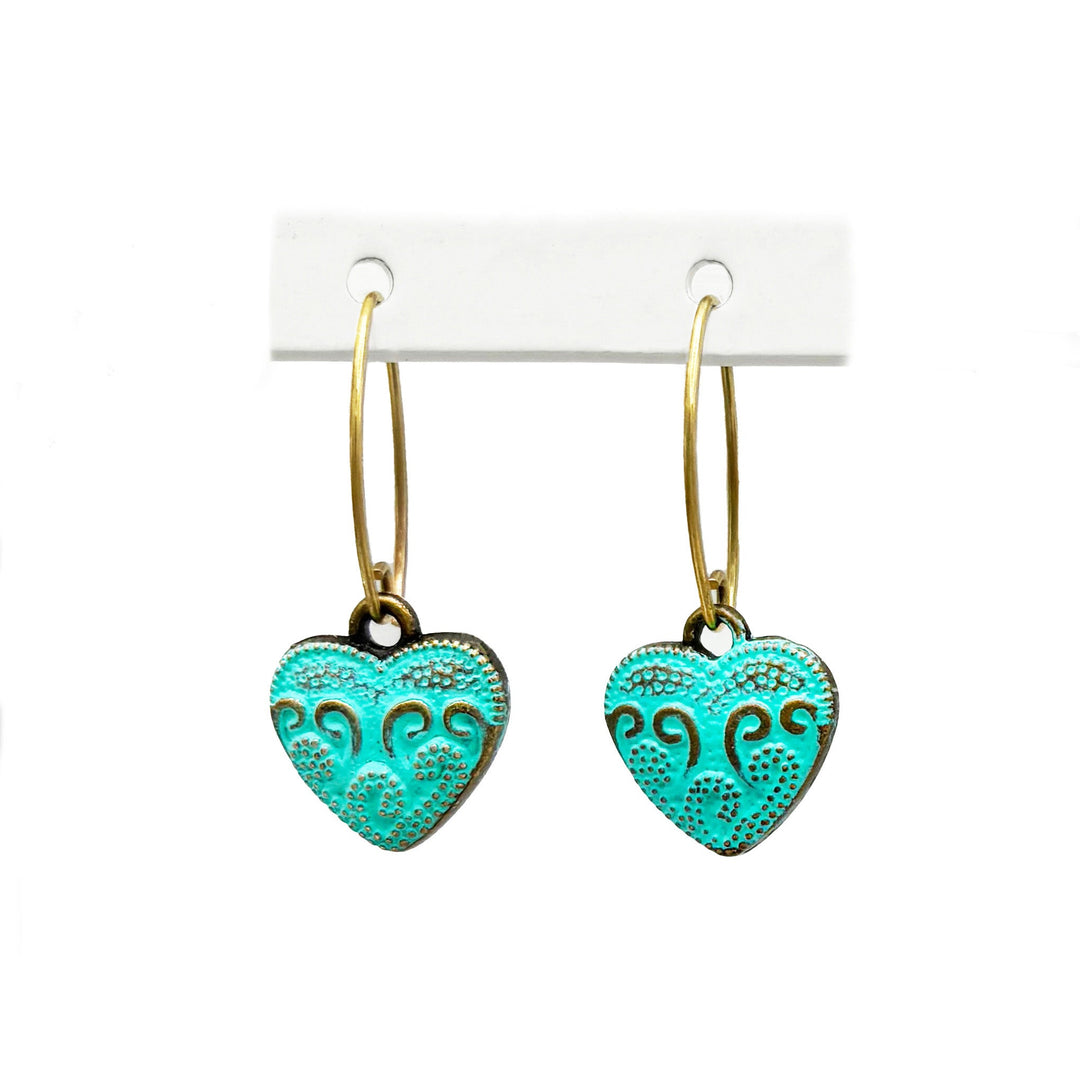 Vintage Heart Charm Earrings