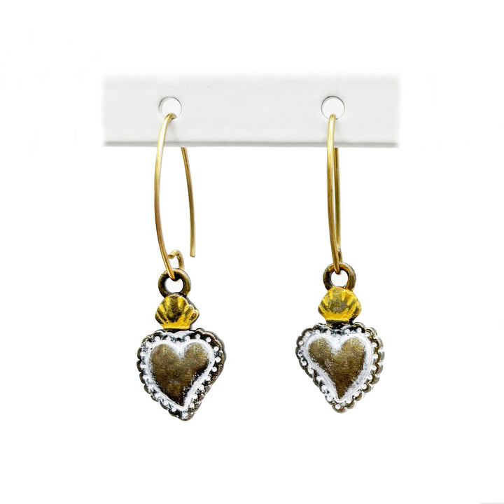 Sacred Heart on Fire Charm Earrings