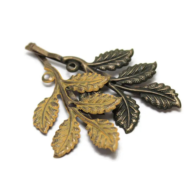 Hippie Chick Boho Leaf Bobby Pins set of 2