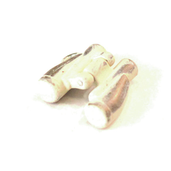 Antique bronze folding binoculars charm painted cream and burnished to shiny gold. Charms come with attached jump ring.