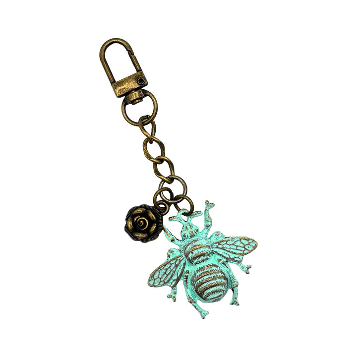 Bee Bag Charm - Hand-painted, 4.5" length, hypoallergenic, artisan-crafted in Denver, CO.
