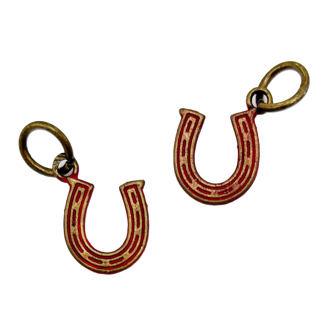 Horseshoe Charm - Symbol of Luck, Hand-Painted, Hypoallergenic, Available as Charm on Card, Bracelet, or Necklace