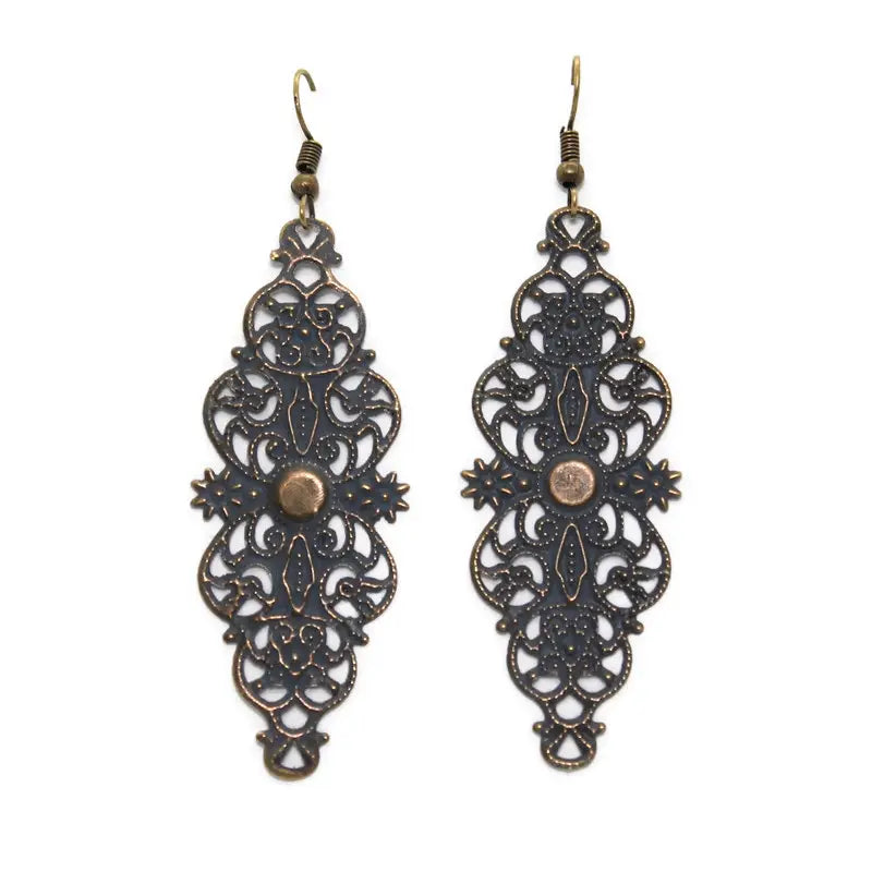 Graceful Long Filigree  Earrings