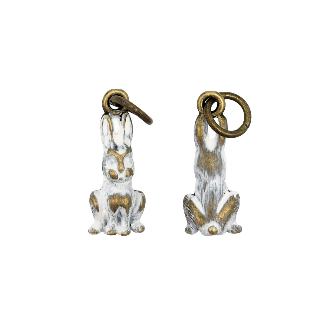 Adorable rabbit charm symbolizing fertility, Spring, and Easter Bunny, hand-painted by artisans in Denver, CO. Available as a charm on card, bracelet, or necklace. Hypoallergenic and lead-free.