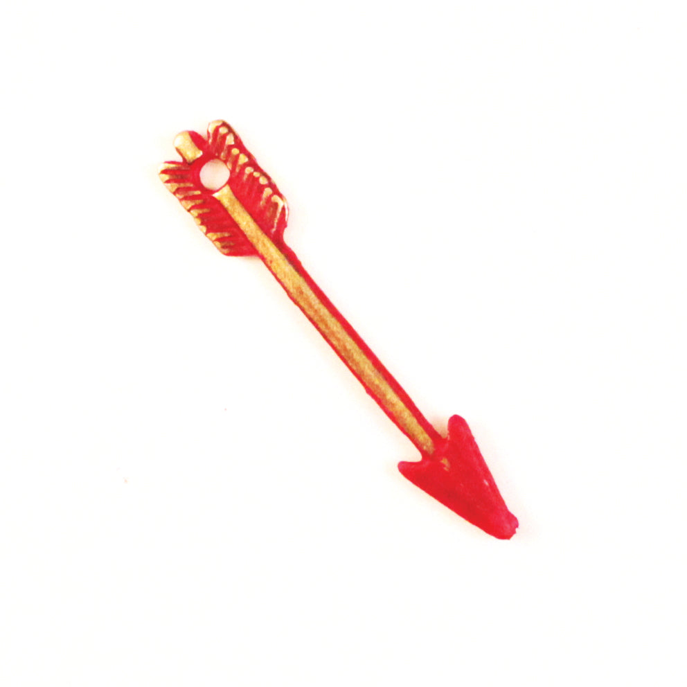 Antique bronze arrow charm painted red and burnished to shiny gold. Charms come with attached jump ring.