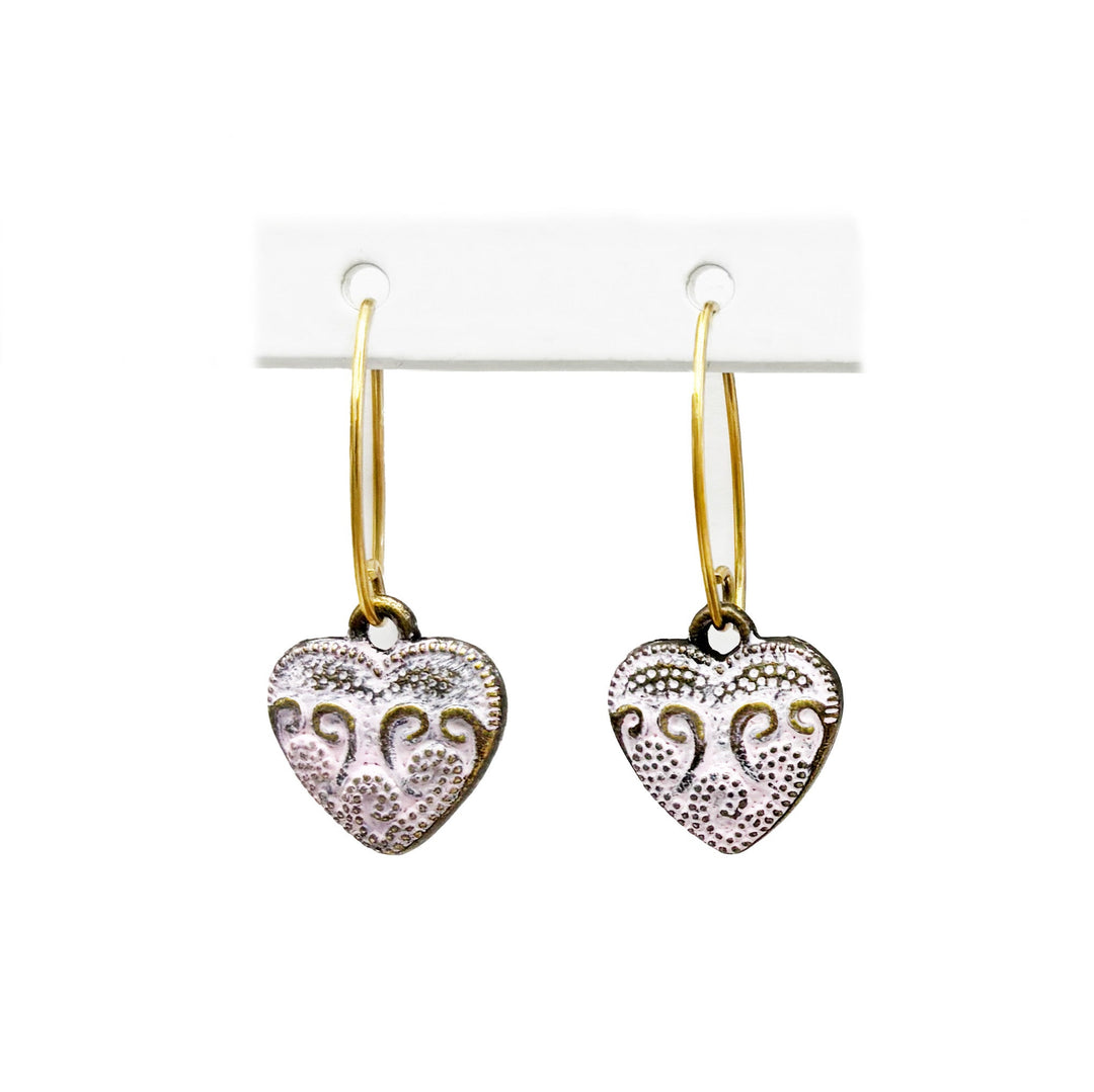 Vintage Heart Charm Earrings