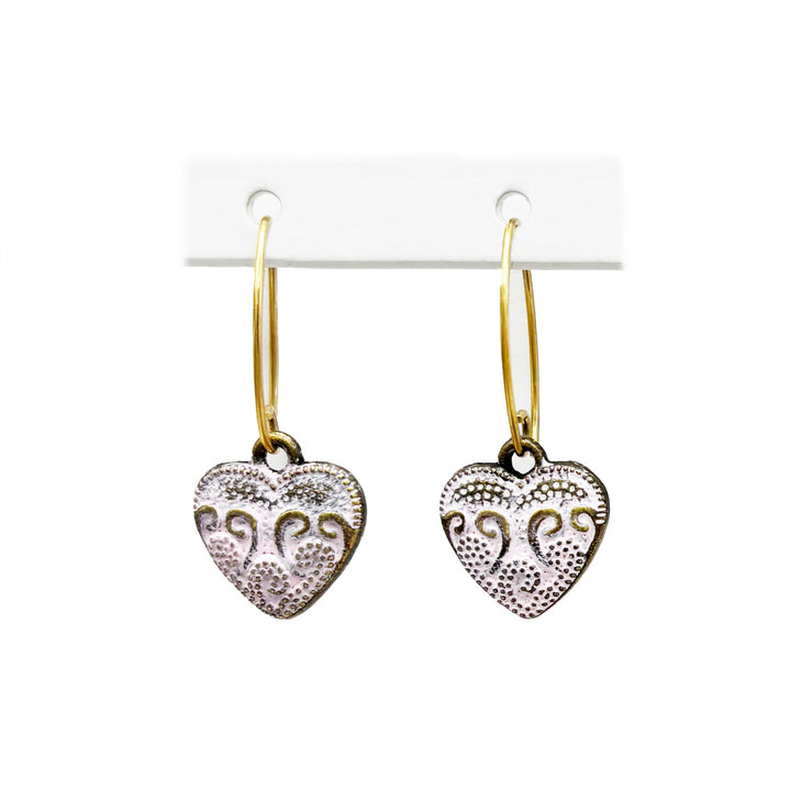 Vintage Heart Charm Earrings