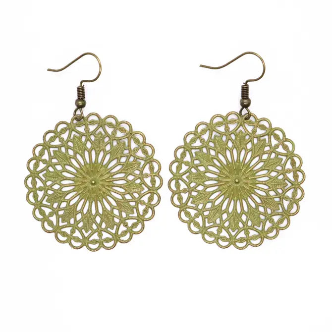 Mandala Round Filigree Earrings