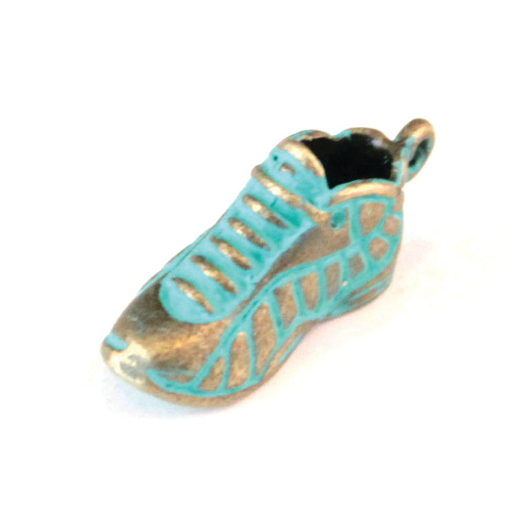 Running Shoe Charm - Symbol of Athletic Prowess, Hand-Painted, Hypoallergenic, Available as Charm on Card, Bracelet, or Necklace