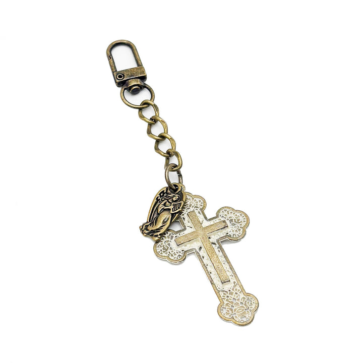Cross & Guardian Angel Bag Charm Keychain