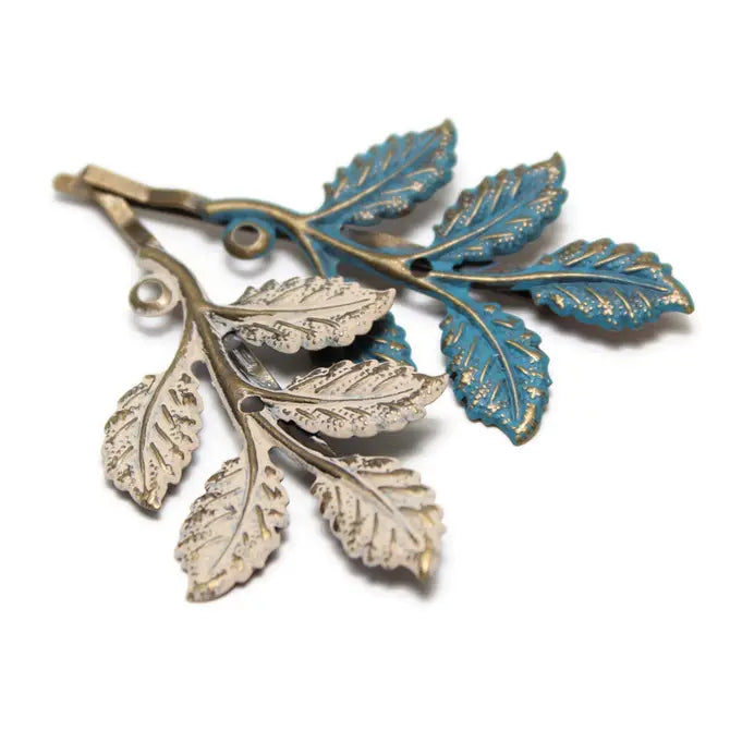 Hippie Chick Boho Leaf Bobby Pins set of 2