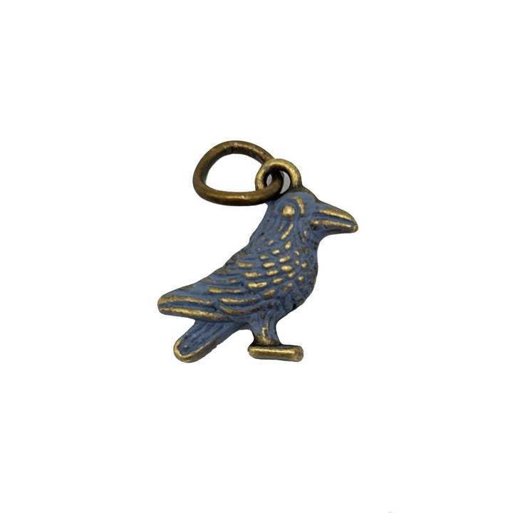 Antique bronze crow raven charm hand-painted dark gray and burnished. Charms come with jump rings.