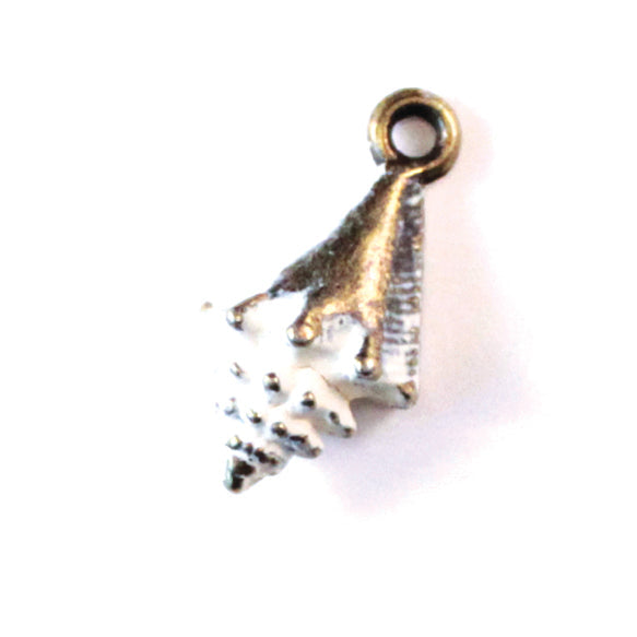 Conch Shell Charm - Hand-painted, Beach Vibes, Artisan Crafted, Available as Charm on Card, Bracelet, or Necklace, ½” Size, Hypoallergenic, Lead-Free, Nickel-Free.