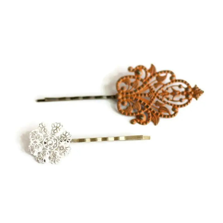 Opposites Attract Mismatched Filligree Bobby Pins