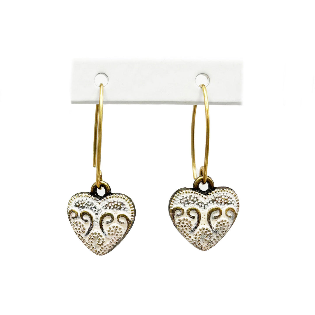 Vintage Heart Charm Earrings