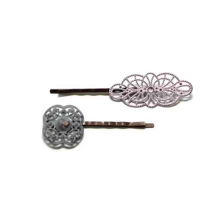 Moxie Mismatched Filigree Bobby Pins Set of 2