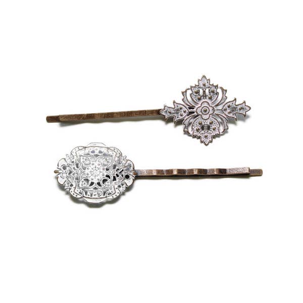 Another Time Bobby Pins (2 pack) - Ornate Metal Filigree Bobby Pins