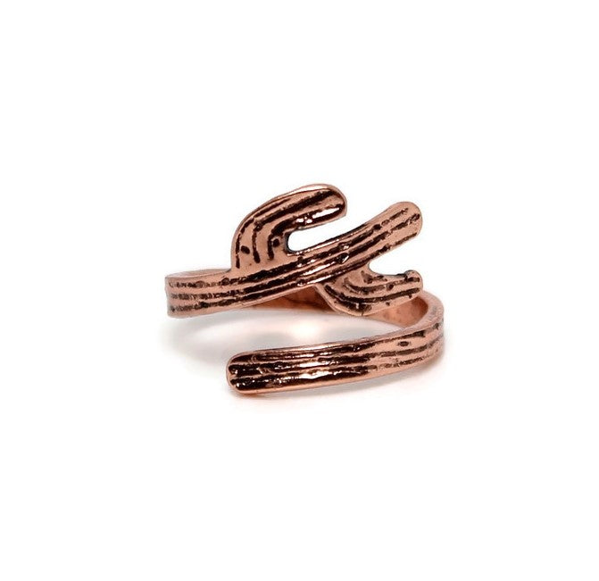 Cactus Ring - Hand Painted Succulent Copper Desert Comfortable Adjustable