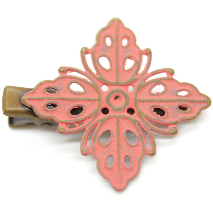 Buttercup Hair Clip - Hand Painted Ladybug Metal Filigree on Alligator Clip