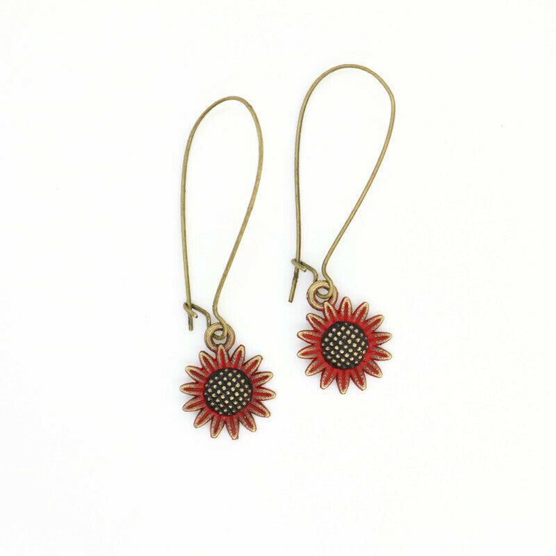Sunflower Earrings - Hand Painted Charm Earring